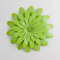 Kirklands Home Outdoor Wall Decor|Lime Metal Flower Outdoor Wall Plaque Green