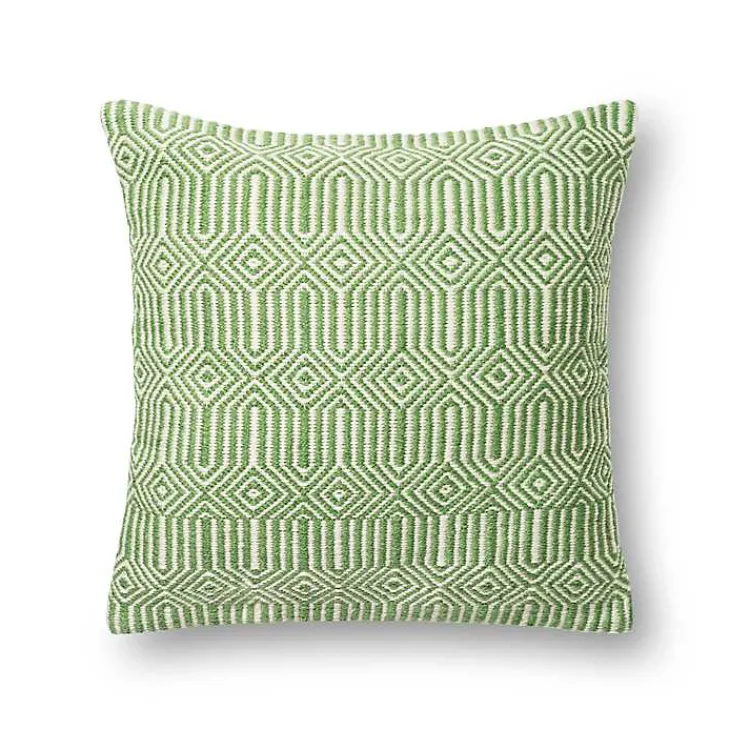 Kirklands Home Outdoor Cushions & Pillows|Lime Woven Geometric Outdoor Throw Pillow Green