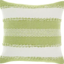 Kirklands Home Outdoor Cushions & Pillows|Lime Woven Stripe Reversible Outdoor Square Pillow