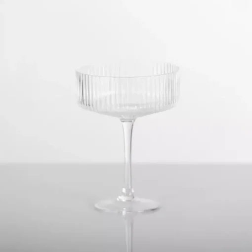 Kirklands Home Glassware & Drinkware|Linear Ribbed Coupe Glass Clear