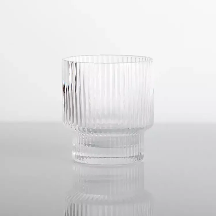 Kirklands Home Glassware & Drinkware|Linear Ribbed Short Glass Clear