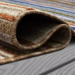 Kirklands Home Outdoor Rugs|Linear Seaside Outdoor Area Rug, 6x9 Multi
