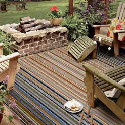 Kirklands Home Outdoor Rugs|Linear Seaside Outdoor Area Rug, 7x10 Multi