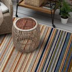 Kirklands Home Outdoor Rugs|Linear Seaside Outdoor Area Rug, 9x12 Multi