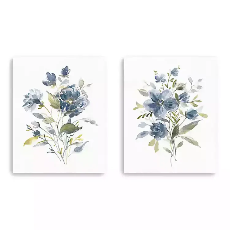 Kirklands Home Canvas Art|Linen Botanical Navy 2-pc. Canvas Art Prints