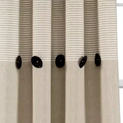 Kirklands Home Curtains & Drapes|Linen Button and Stripe Curtain Panel Set, 84 in.