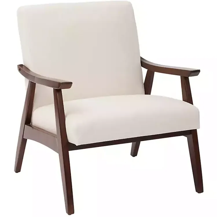 Kirklands Home Accent Chairs|Linen Mid-Century Desmond Accent Chair White