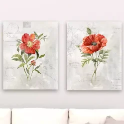 Kirklands Home Canvas Art|Linen Peony Giclee Canvas Art Prints, Set of 2