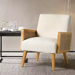 Kirklands Home Accent Chairs|Linen Upholstered Accent Chair Ivory