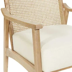 Kirklands Home Accent Chairs|Linen Wash Cane Back Alina Armchair Ivory