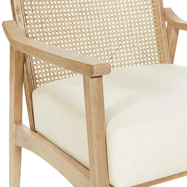 Kirklands Home Accent Chairs|Linen Wash Cane Back Alina Armchair Ivory