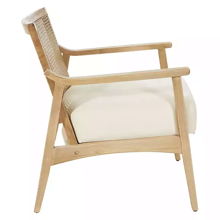Kirklands Home Accent Chairs|Linen Wash Cane Back Alina Armchair Ivory