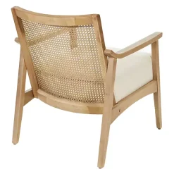 Kirklands Home Accent Chairs|Linen Wash Cane Back Alina Armchair Ivory