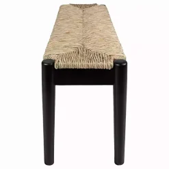 Kirklands Home Benches & Ottomans|Lola Seagrass and Wood Bench Black