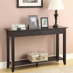 Kirklands Home Console Tables|Long Single Drawer Console Table Black