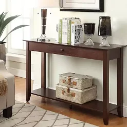Kirklands Home Console Tables|Long Single Drawer Console Table Brown