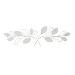 Kirklands Home Wall Plaques|Long White Metal and Reed Leaf Wall Plaque