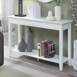 Kirklands Home Console Tables|Long Single Drawer Console Table White
