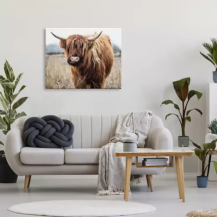 Kirklands Home Canvas Art|Longhorn in Tall Grass Canvas Art Print, 40x30 in. Brown