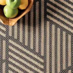 Kirklands Home Outdoor Rugs|Lori Dark Gray Modern Geometric Outdoor Rug, 5x8