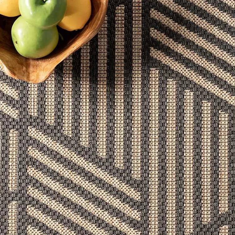 Kirklands Home Outdoor Rugs|Lori Dark Gray Modern Geometric Outdoor Rug, 5x8