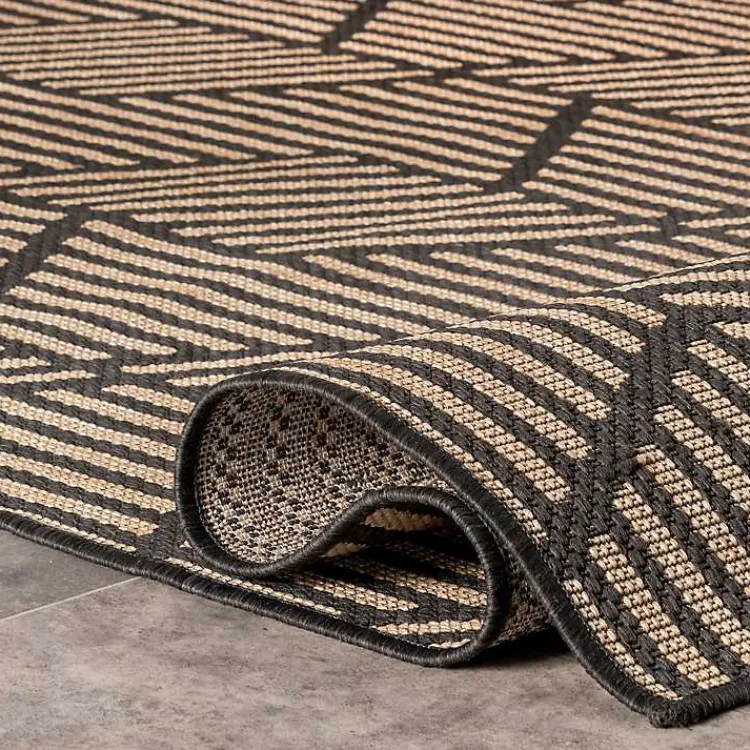 Kirklands Home Outdoor Rugs|Lori Dark Gray Modern Geometric Outdoor Rug, 5x8