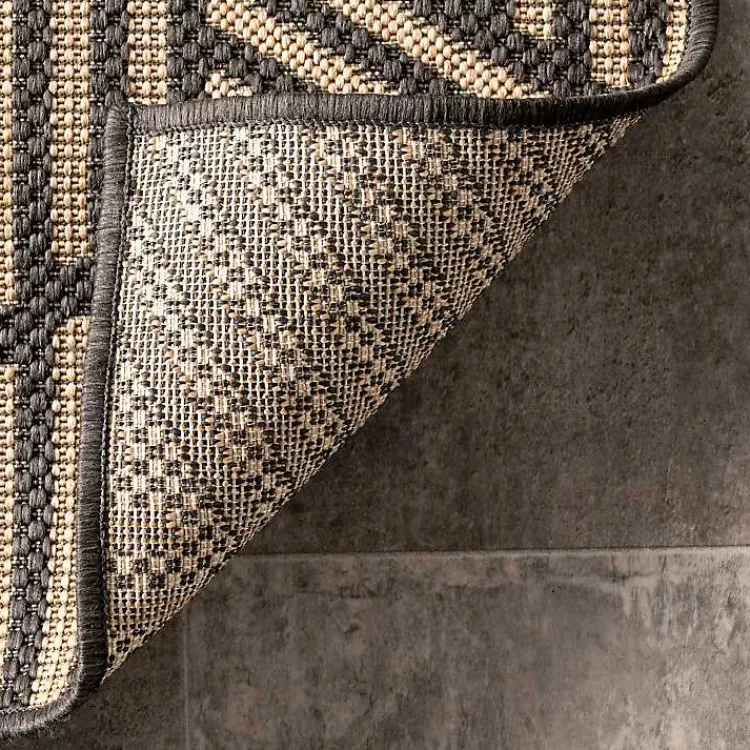 Kirklands Home Outdoor Rugs|Lori Dark Gray Modern Geometric Outdoor Rug, 5x8