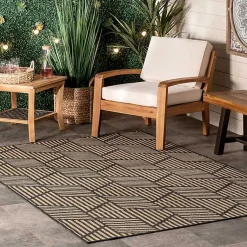 Kirklands Home Outdoor Rugs|Lori Dark Gray Modern Geometric Outdoor Rug, 8x10