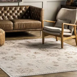 Kirklands Home Area Rugs|Lottie Cream Vintage Washable Area Rug, 8x10 Ivory