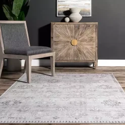 Kirklands Home Area Rugs|Lottie Vintage Washable Area Rug, 5x8 Gray