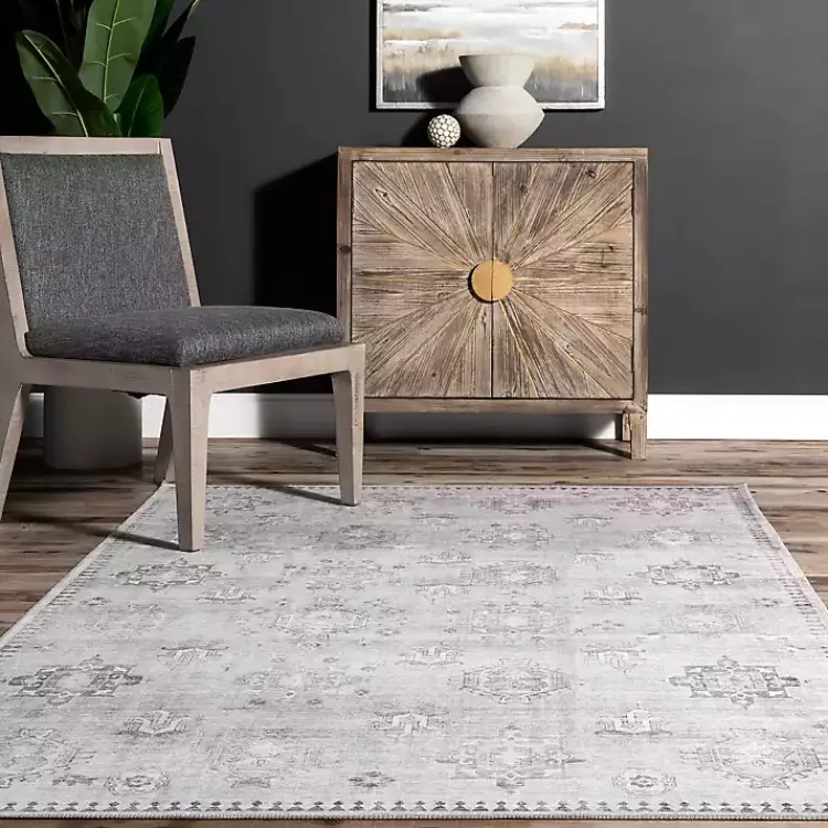 Kirklands Home Area Rugs|Lottie Vintage Washable Area Rug, 5x8 Gray