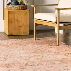 Kirklands Home Area Rugs|Lottie Peach Vintage Washable Area Rug, 5x8 Orange