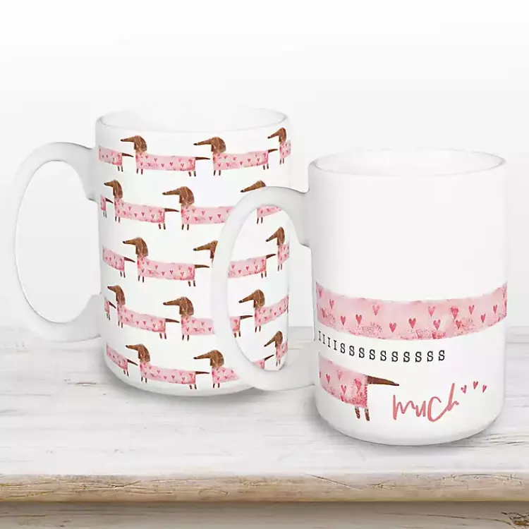 Best Love You This Much Dachshund Mugs, Set of 2 Valentines Day Decorations