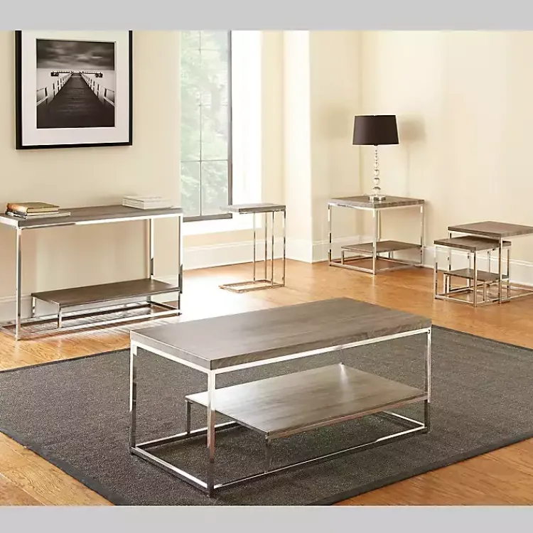 Kirklands Home Accent & End Tables|Lucia Chrome Chairside Table Gray