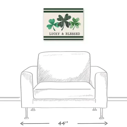 Discount Lucky & Blessed Clover Trio Canvas Art Print St Patricks Day Decorations
