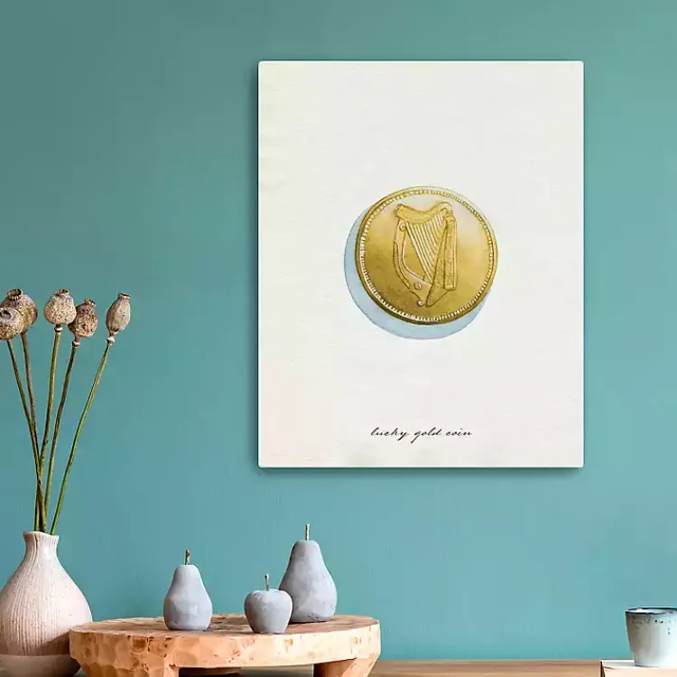 Clearance Lucky Gold Coin Canvas Art Print St Patricks Day Decorations