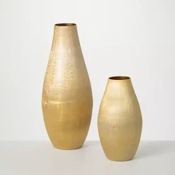 Clearance Lustrous Brushed Metal Vases, Set of 2 Vases