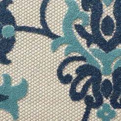 Kirklands Home Outdoor Rugs|Lyla Blue Floral Damask Indoor/Outdoor Rug, 5x8