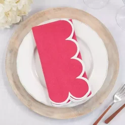 Kirklands Home Table Linens|Magenta Scalloped Edge Napkins, Set of 4 Pink