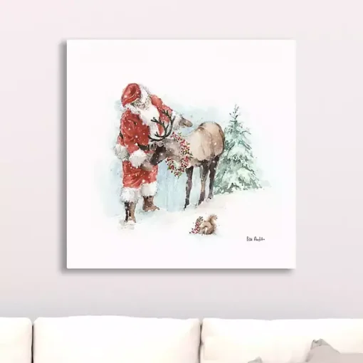 Best Magical Holidays Santa Reindeer Canvas Art Print Christmas Art & Wall Decor