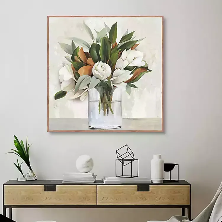 Kirklands Home Canvas Art|Magnolia Bouquet Framed Canvas Art Print
