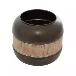 Hot Mahogany Wood and Metal Jar with Lid, 11 in. Decorative Bowls & Jars