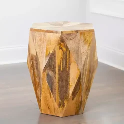 Kirklands Home Accent & End Tables|Mango Wood Hexagon Side Table Tan