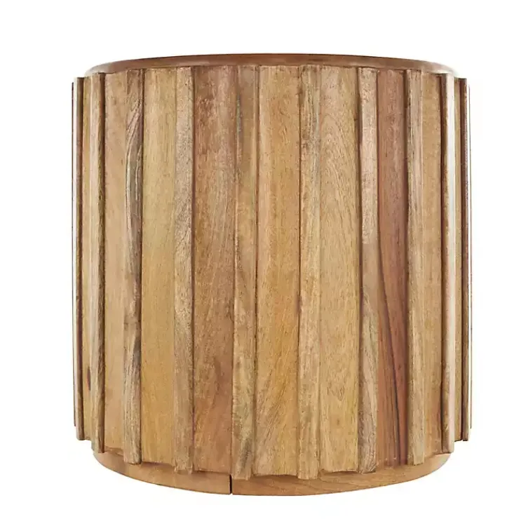 Kirklands Home Accent & End Tables|Mango Wood Ridged Drum Accent Table Brown