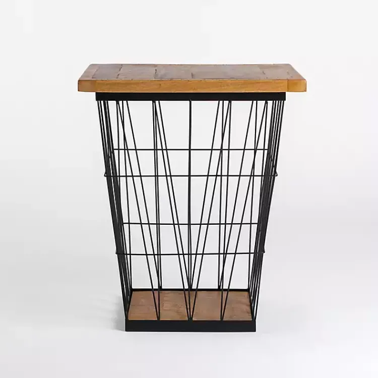 Kirklands Home Accent & End Tables|Mango Wood Storage Basket Side Table