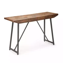 Kirklands Home Console Tables|Mango Wood Willow Parquet Sofa Table Tan