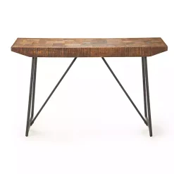 Kirklands Home Console Tables|Mango Wood Willow Parquet Sofa Table Tan