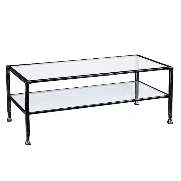 Kirklands Home Coffee Tables|Mara Glass and Metal Coffee Table Black