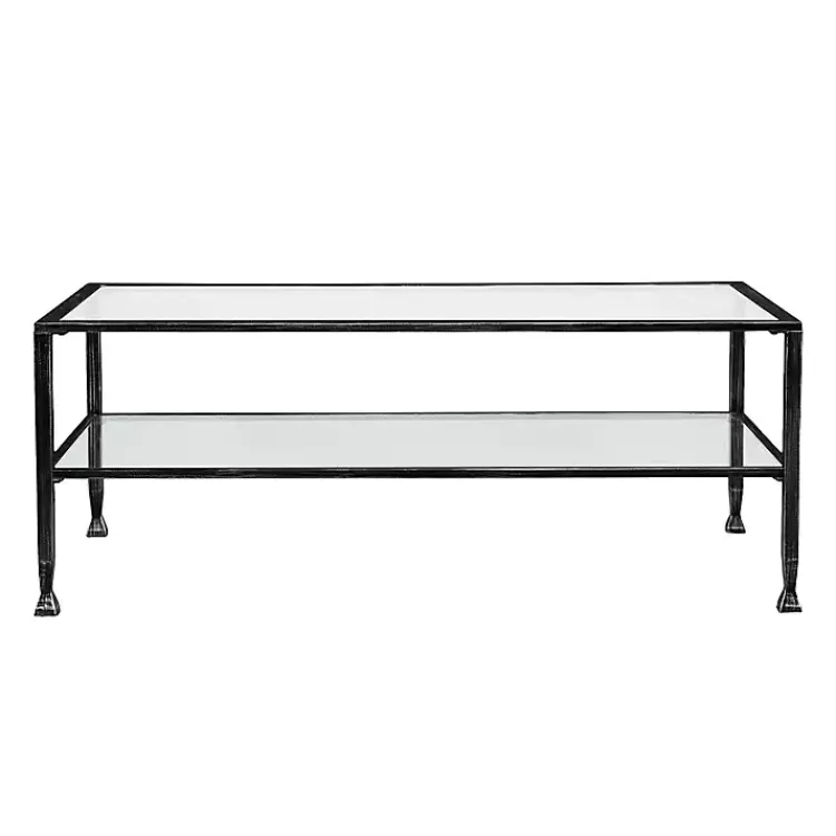 Kirklands Home Coffee Tables|Mara Glass and Metal Coffee Table Black