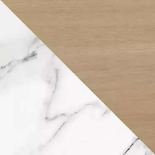 Kirklands Home Coffee Tables|Marble & Oak Open Base Round Coffee Table Tan